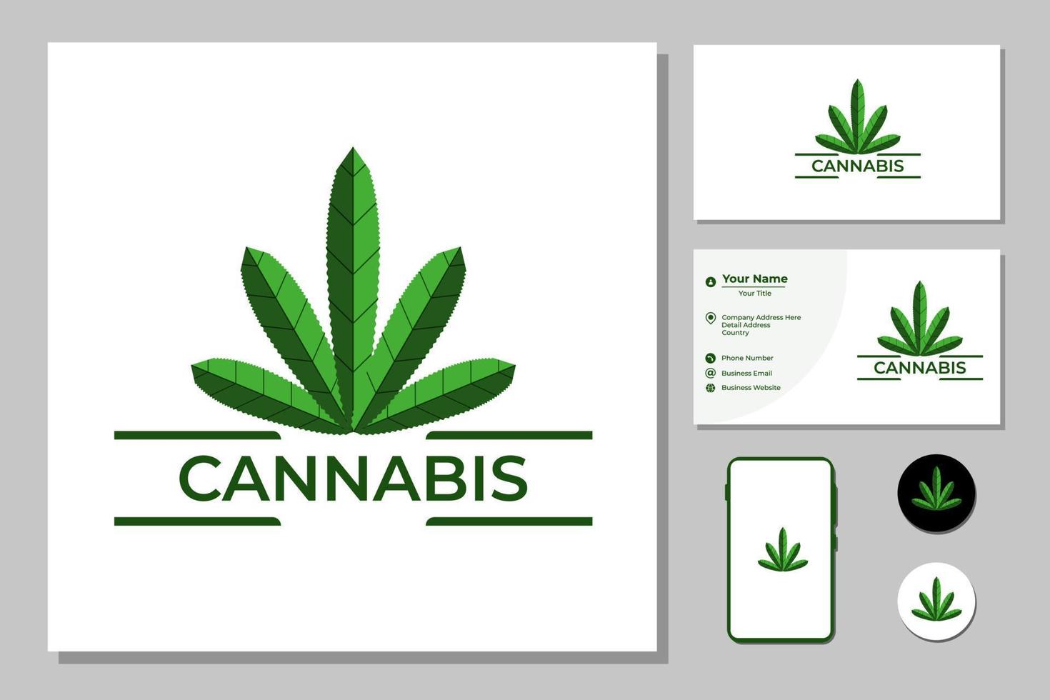 inspiración para el diseño del logotipo de la hoja verde de la granja de cannabis vector