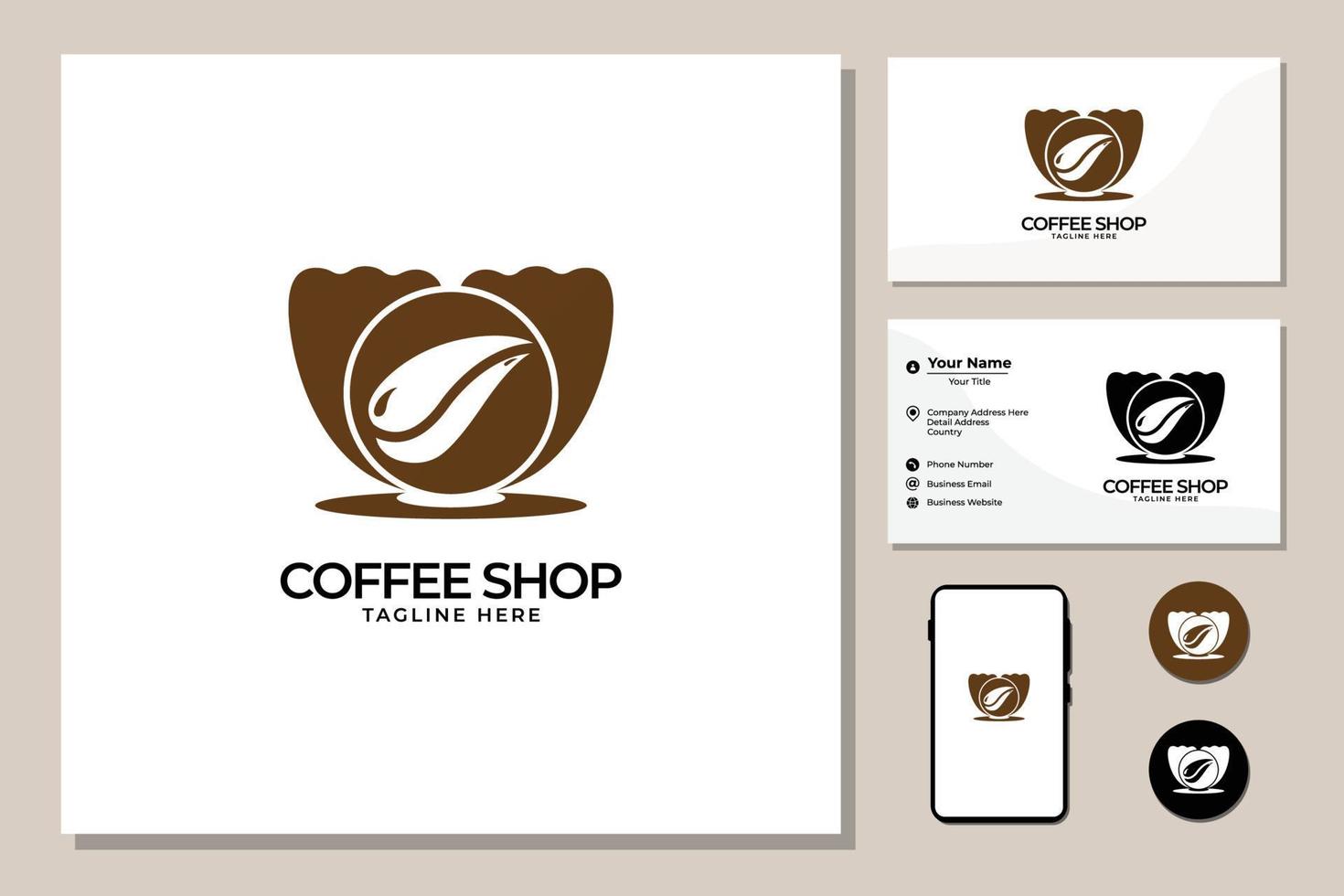 Cup of fresh coffee logo design vector