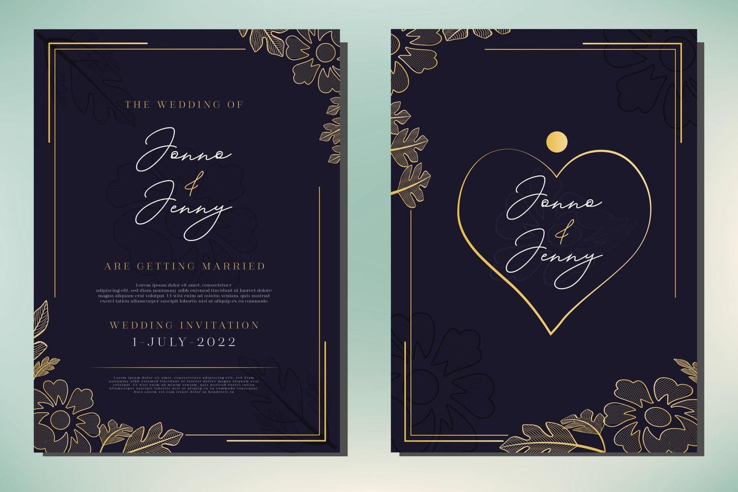 elegante plantilla de tarjeta de invitación de boda vector