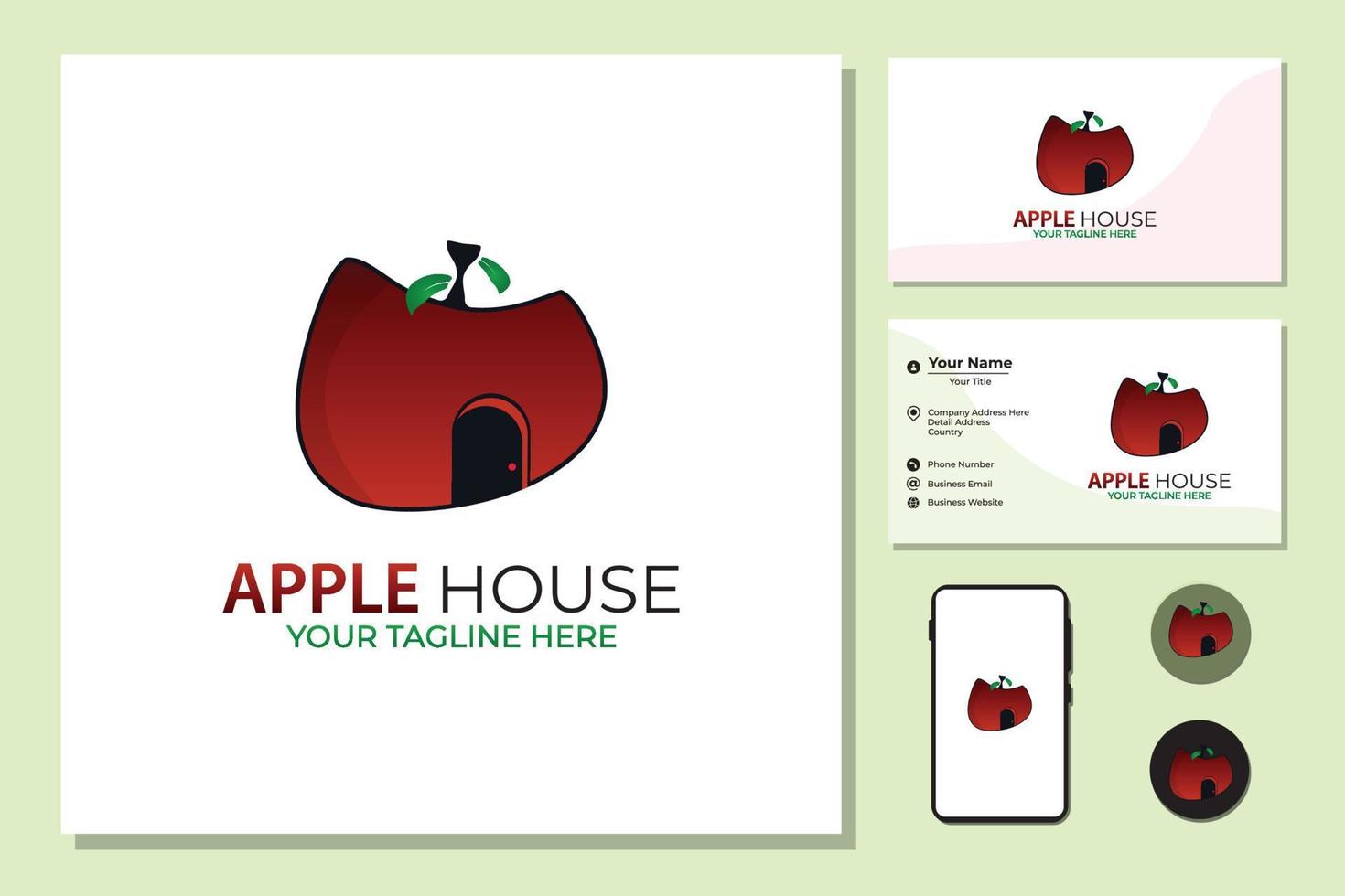 manzana fruta casa logo diseño símbolo inspiración vector