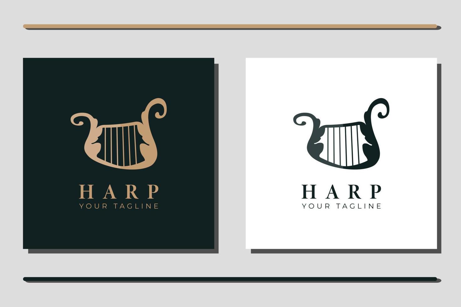 Musical harp instrument initial logo vector