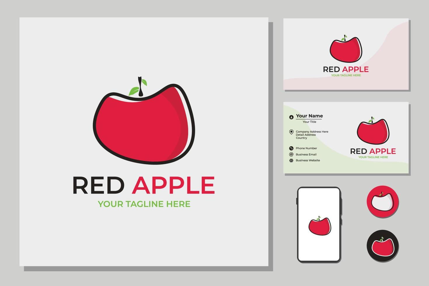 inspiración de diseño de logotipo minimalista de fruta de manzana roja vector