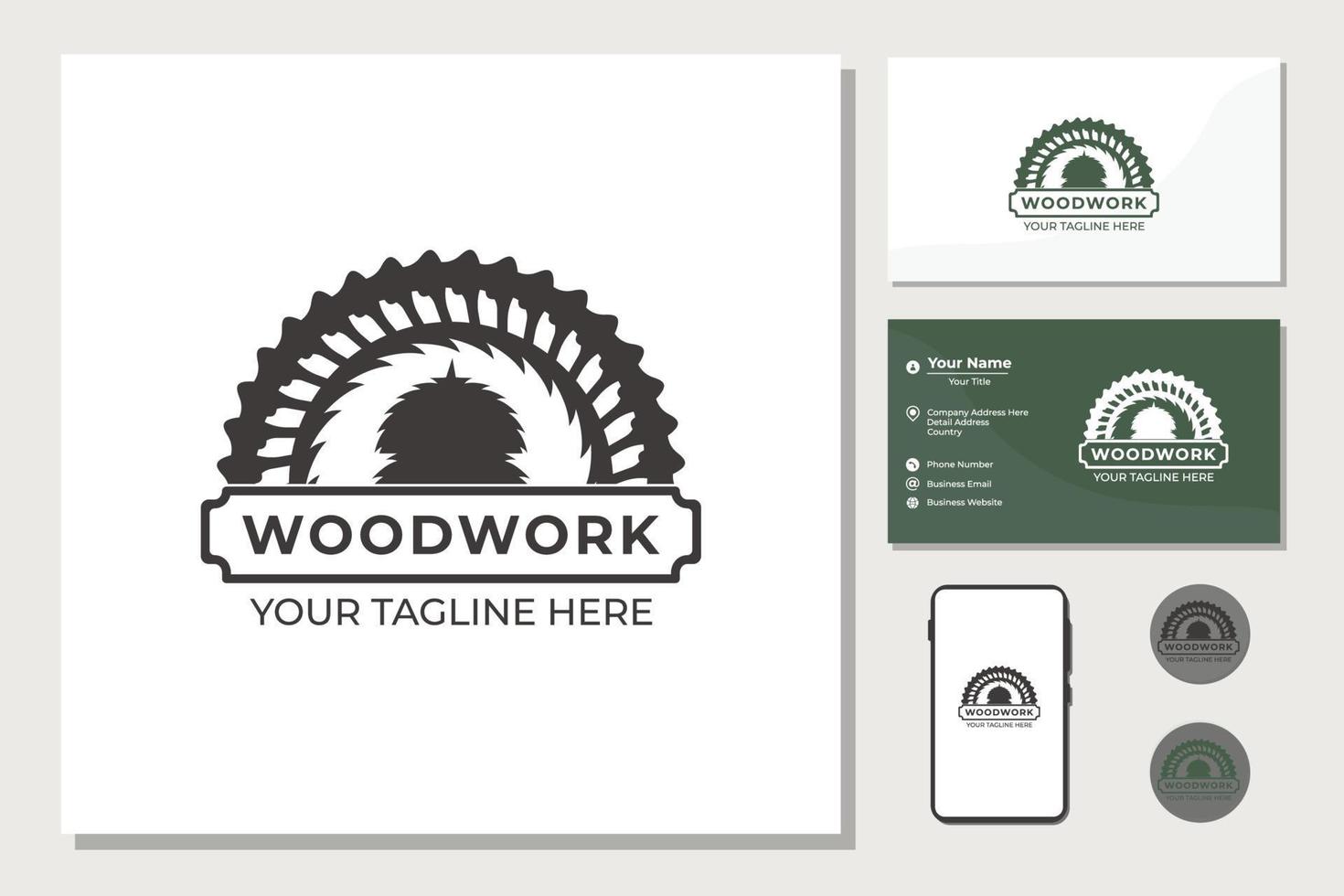 Wood work, carpentry logo design vector