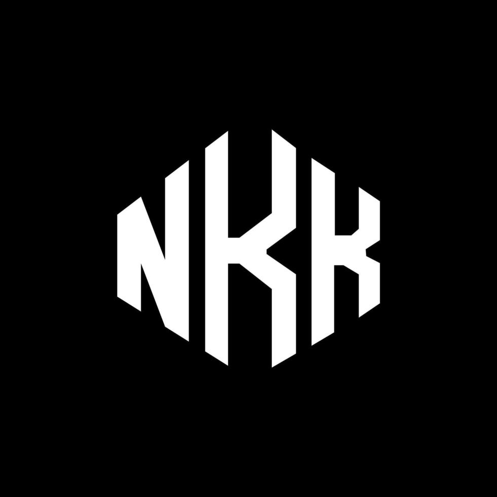 NKK letter logo design with polygon shape. NKK polygon and cube shape logo design. NKK hexagon vector logo template white and black colors. NKK monogram, business and real estate logo.