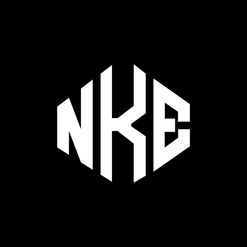 NKE letter logo design with polygon shape. NKE polygon and cube shape logo design. NKE hexagon vector logo template white and black colors. NKE monogram, business and real estate logo.