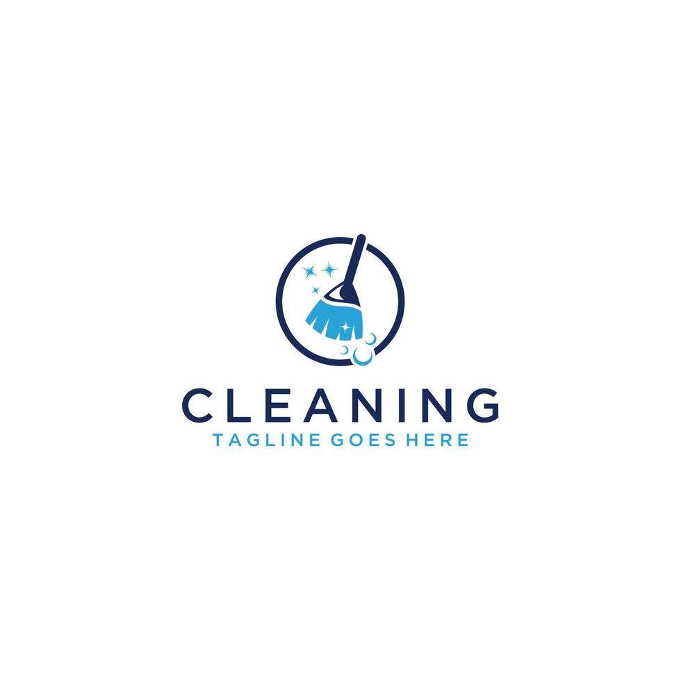 Cleaning broom logo design inspiration vector