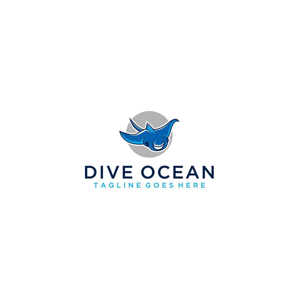 Stingray fish logo in modern and minimalist style vector