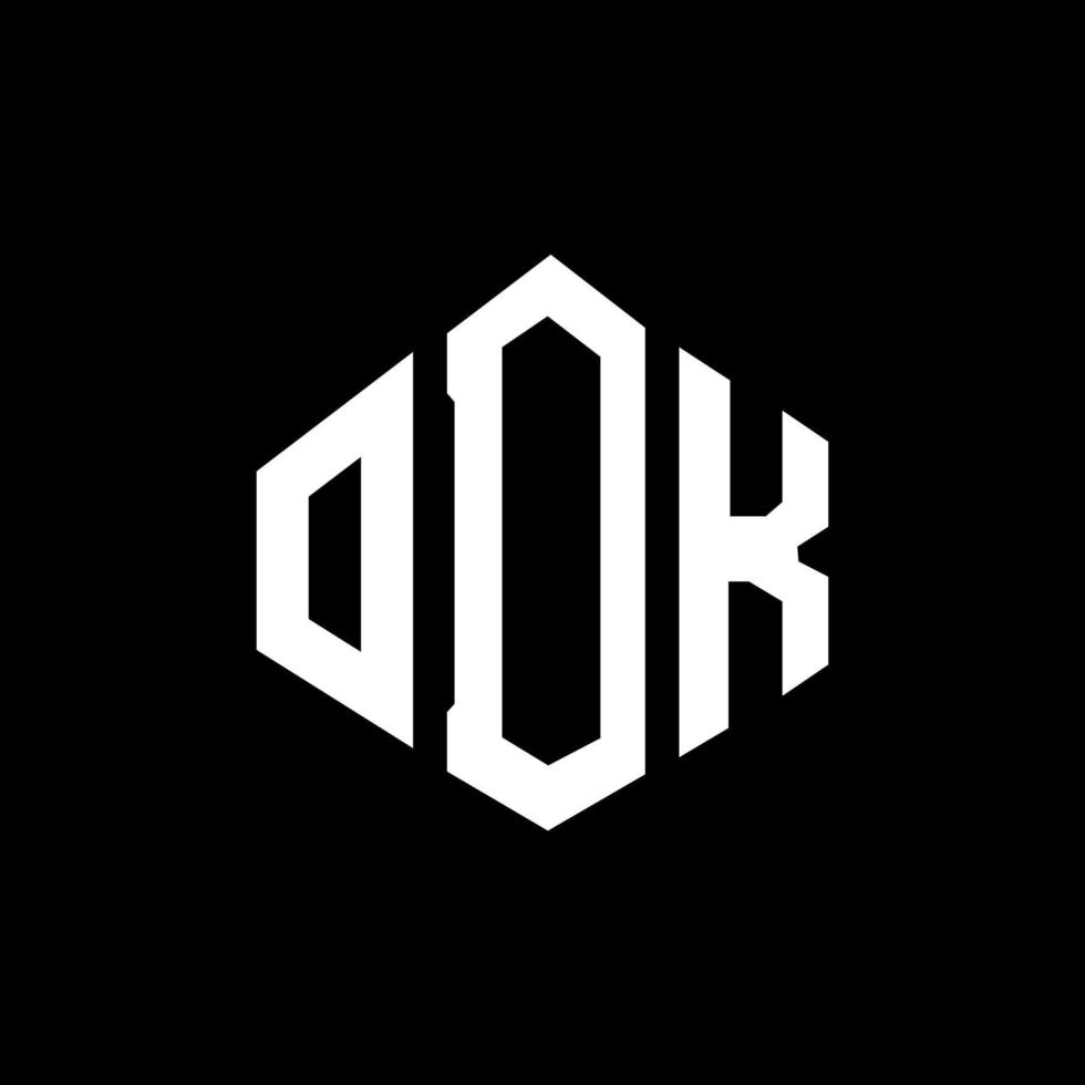 ODK letter logo design with polygon shape. ODK polygon and cube shape logo design. ODK hexagon vector logo template white and black colors. ODK monogram, business and real estate logo.