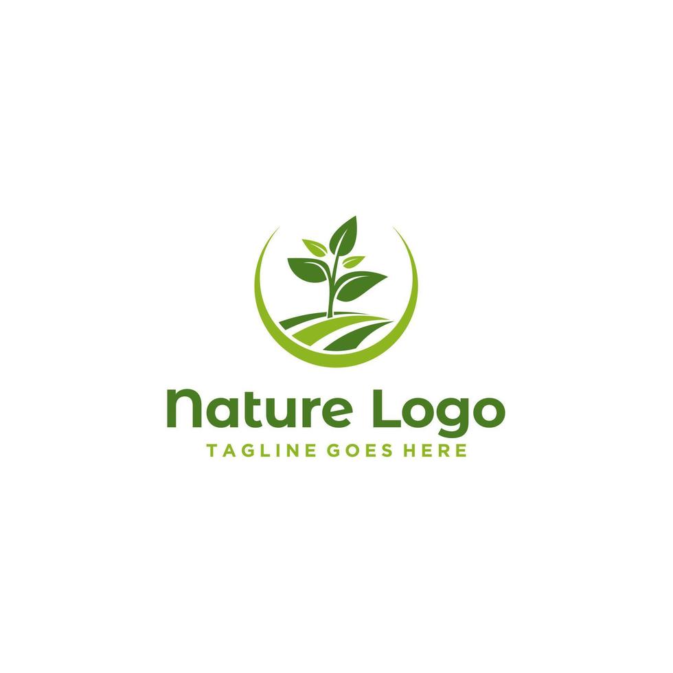 plantilla de diseño de logotipo de granja de naturaleza verde vector