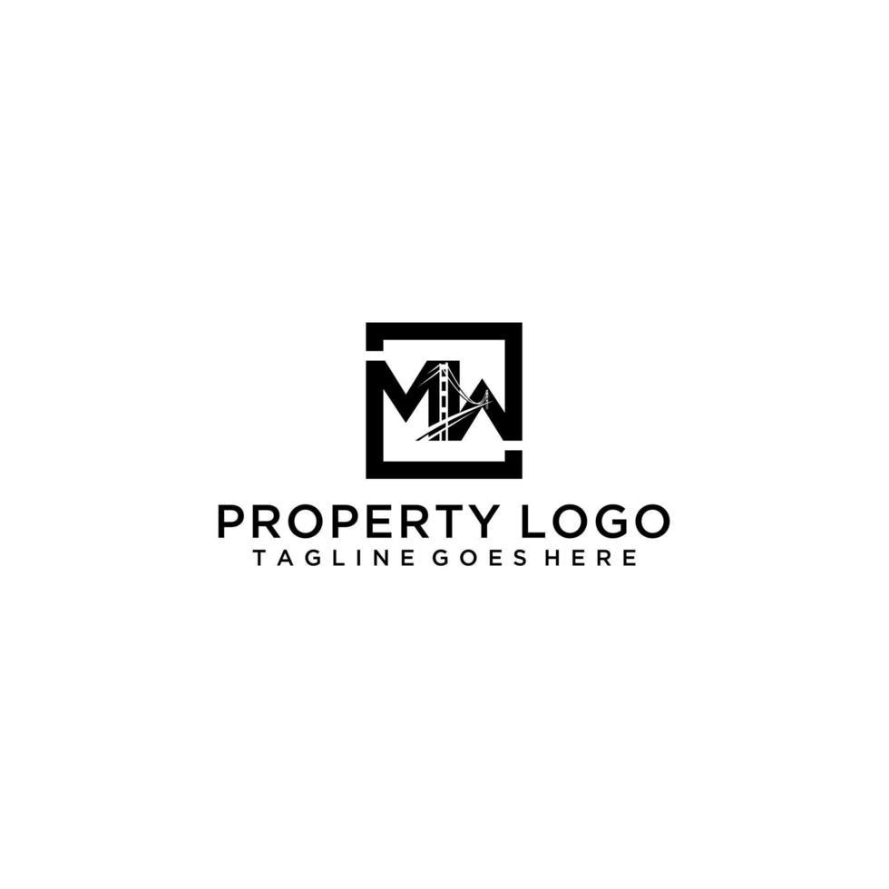 MW lettering with bridge for your logo design vector
