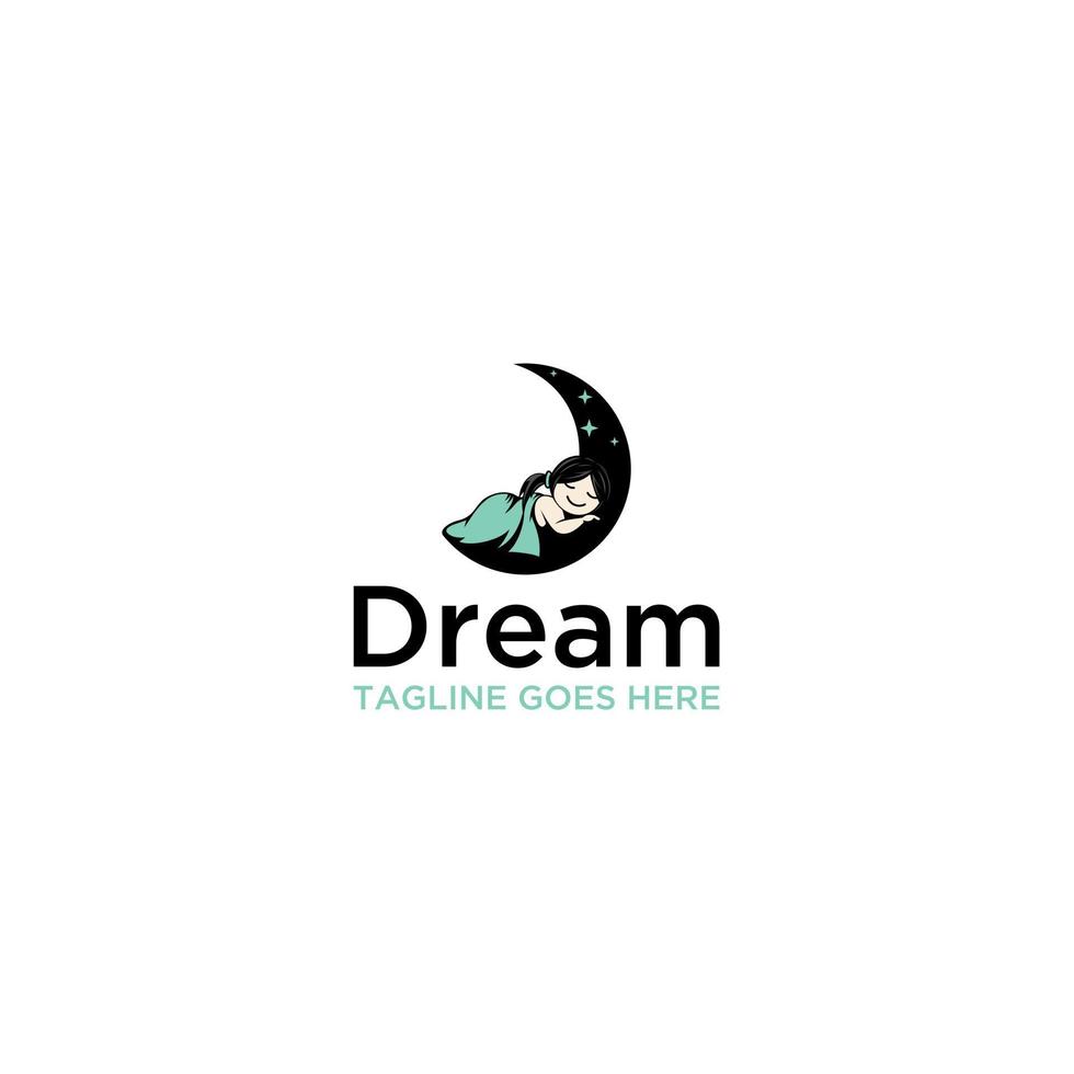 Cute Baby Dream Logo Design Vector