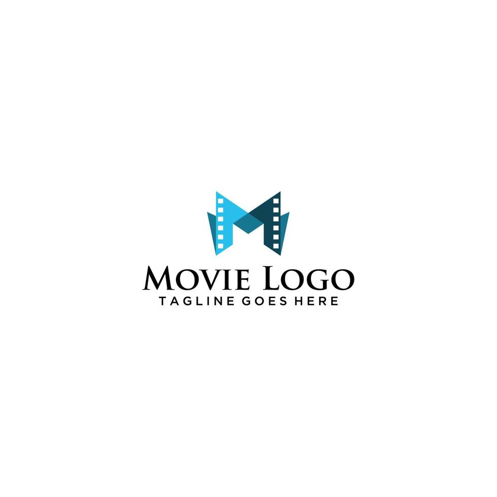 Letter M film logo design vector
