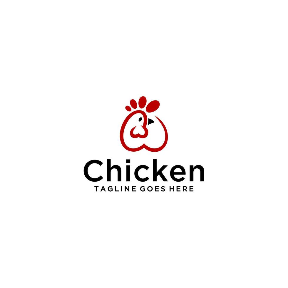 diseño de letrero de logotipo de pollo y amor vector