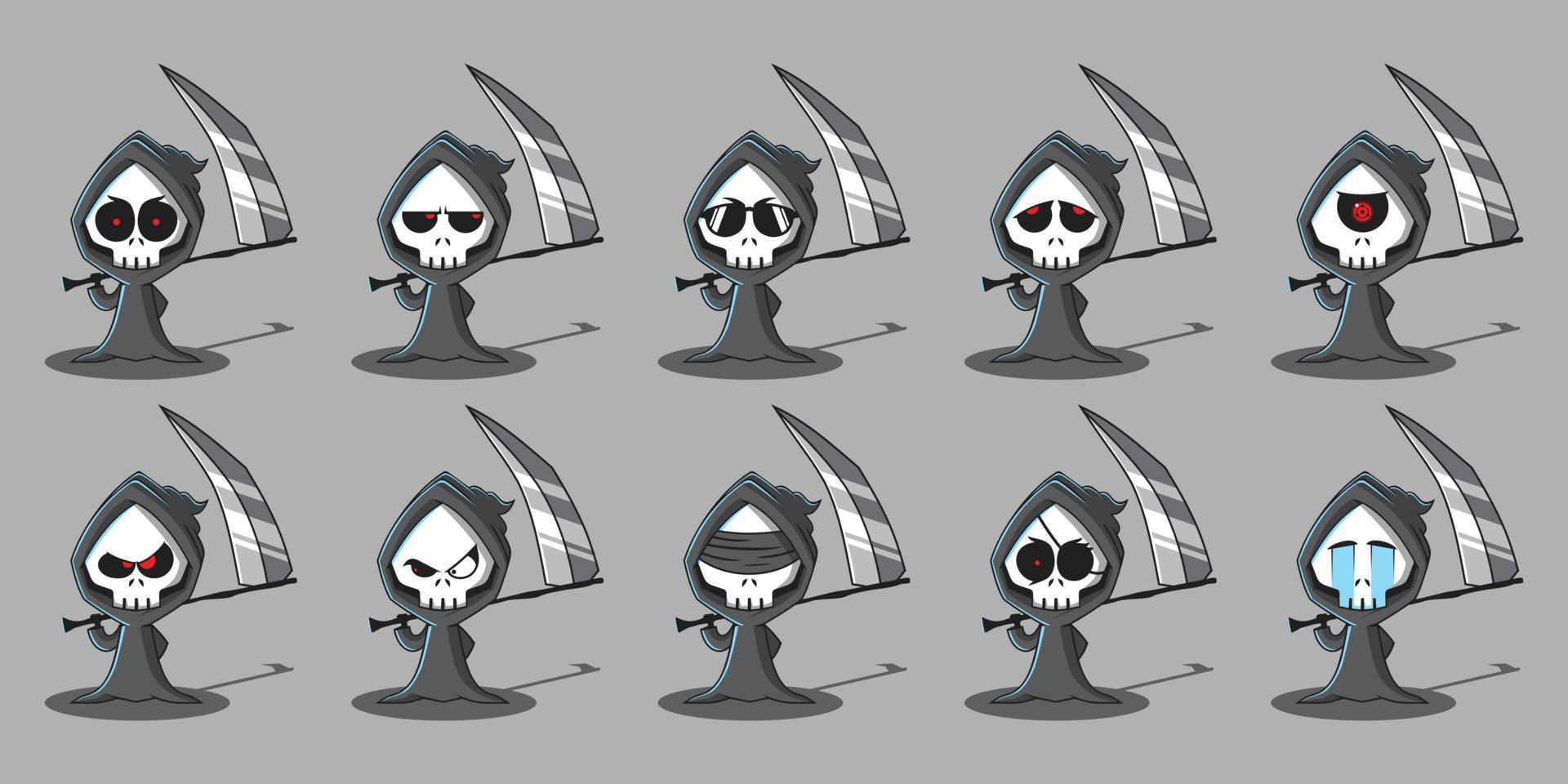 Vector Illustration Of Grim Reaper Set Character