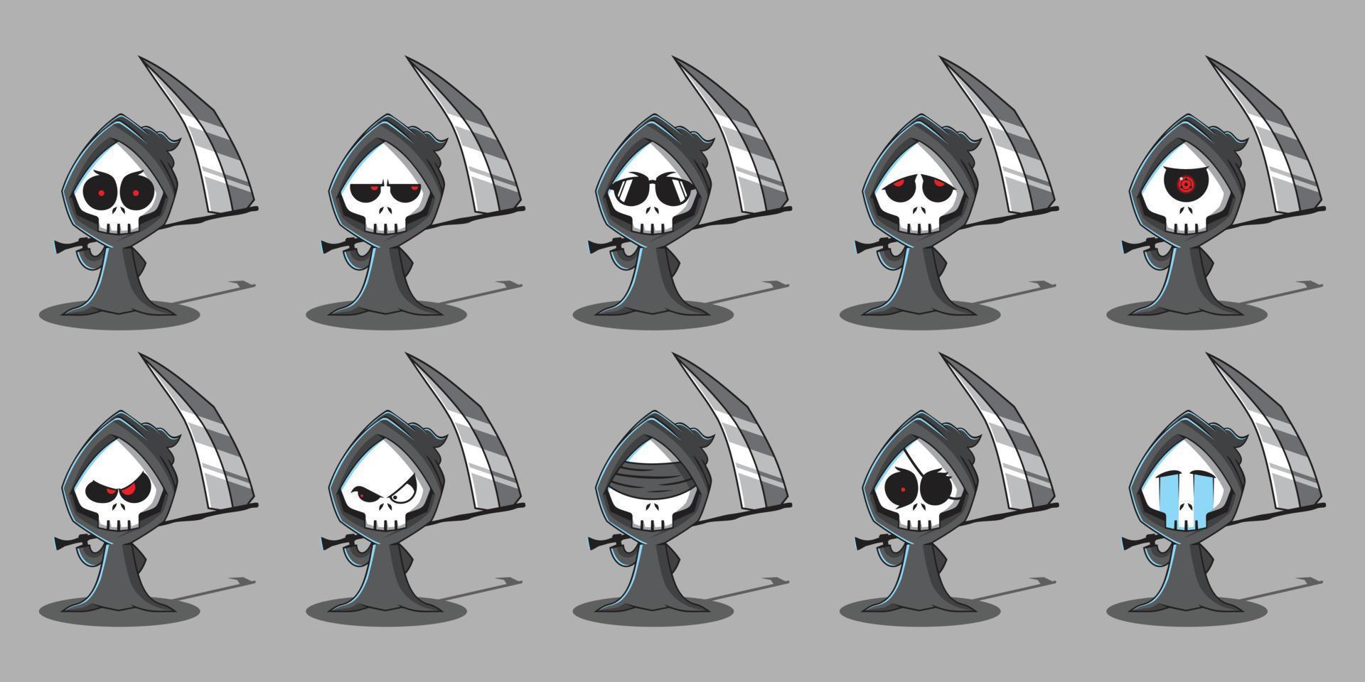 Vector Illustration Of Grim Reaper Set Character