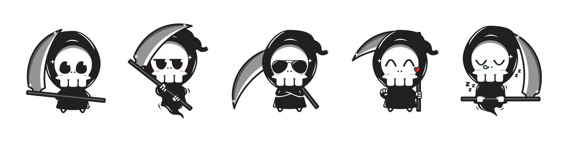 Vector Illustration Of Grim Reaper Set Character