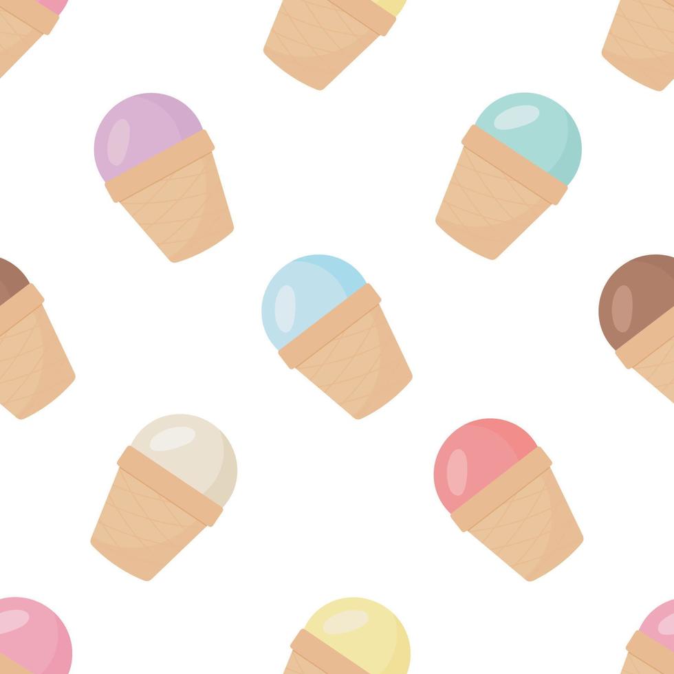 Seamless pattern with ice cream. Vector illustration. For card, posters, banners, printing on the pack, printing on clothes, fabric, wallpaper.