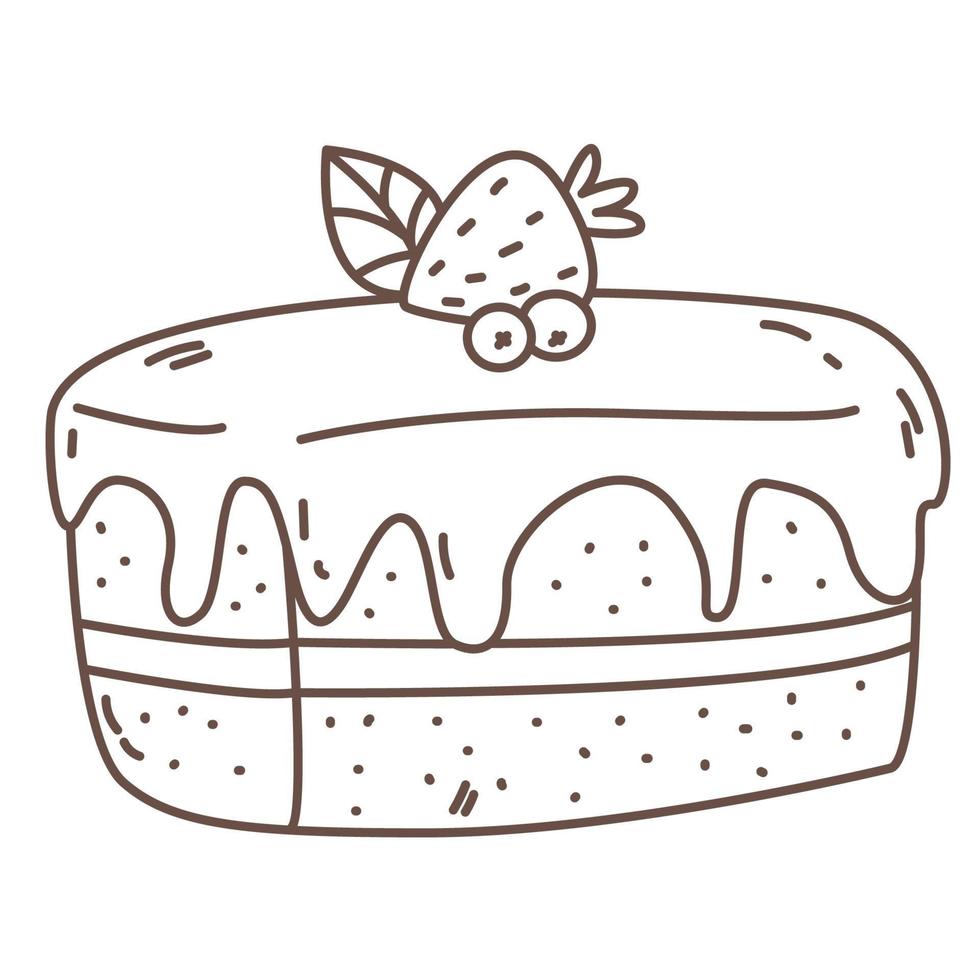 Piece of cake with strawberry vector