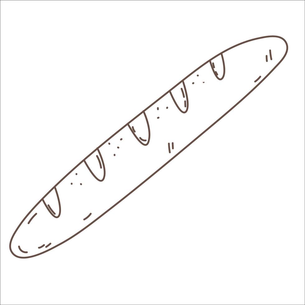 French Baguette in doodle vector