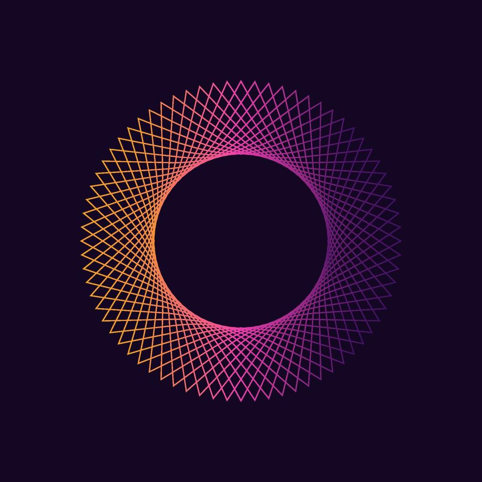 Dynamic gradient circle shape. Abstract modern graphic element. Colorful linear waves design. Vector template.