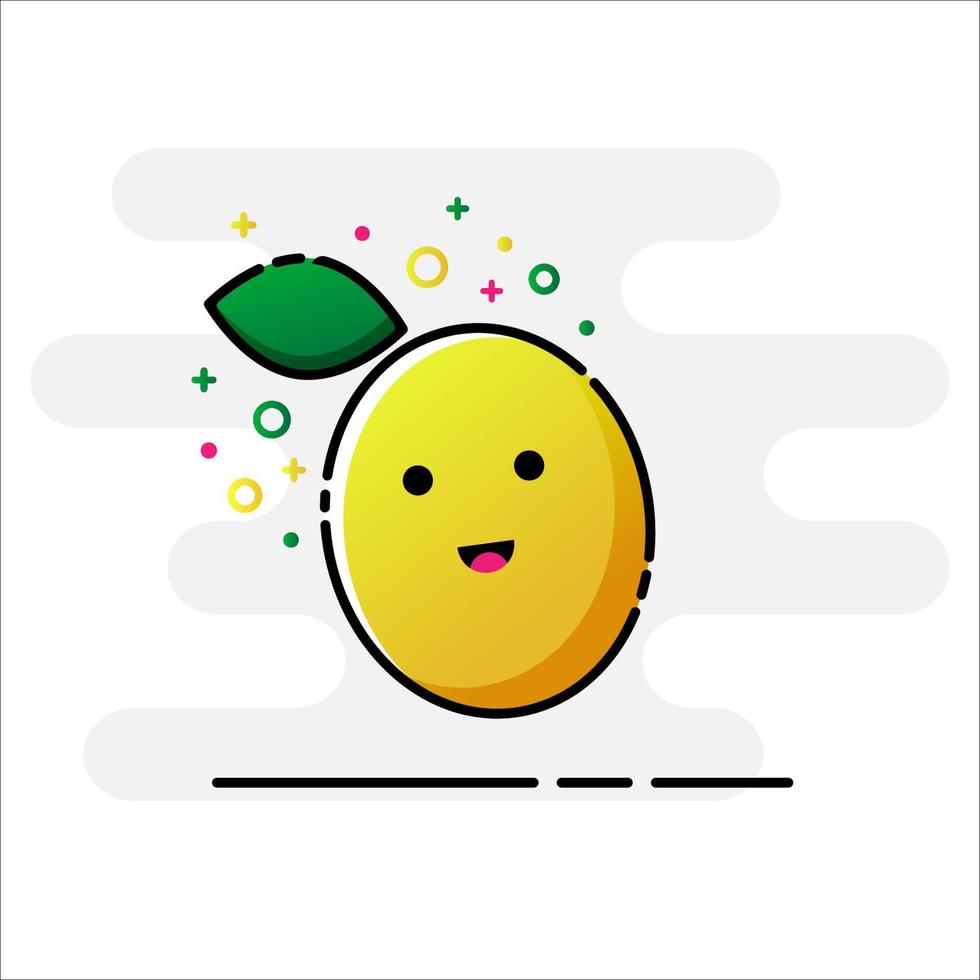limón, personaje de dibujos animados divertido de frutas. estilo mbe. icono plano. vector