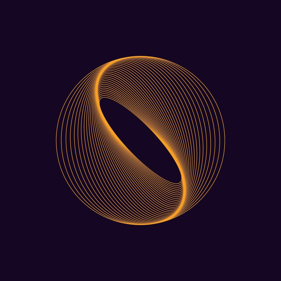 Dynamic circle shape. Abstract modern graphic element. Colorful linear waves design. Vector template.