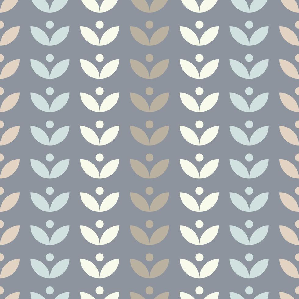 Simple floral seamless pattern with leaves. Scandinavian style. Vector wallpaper.
