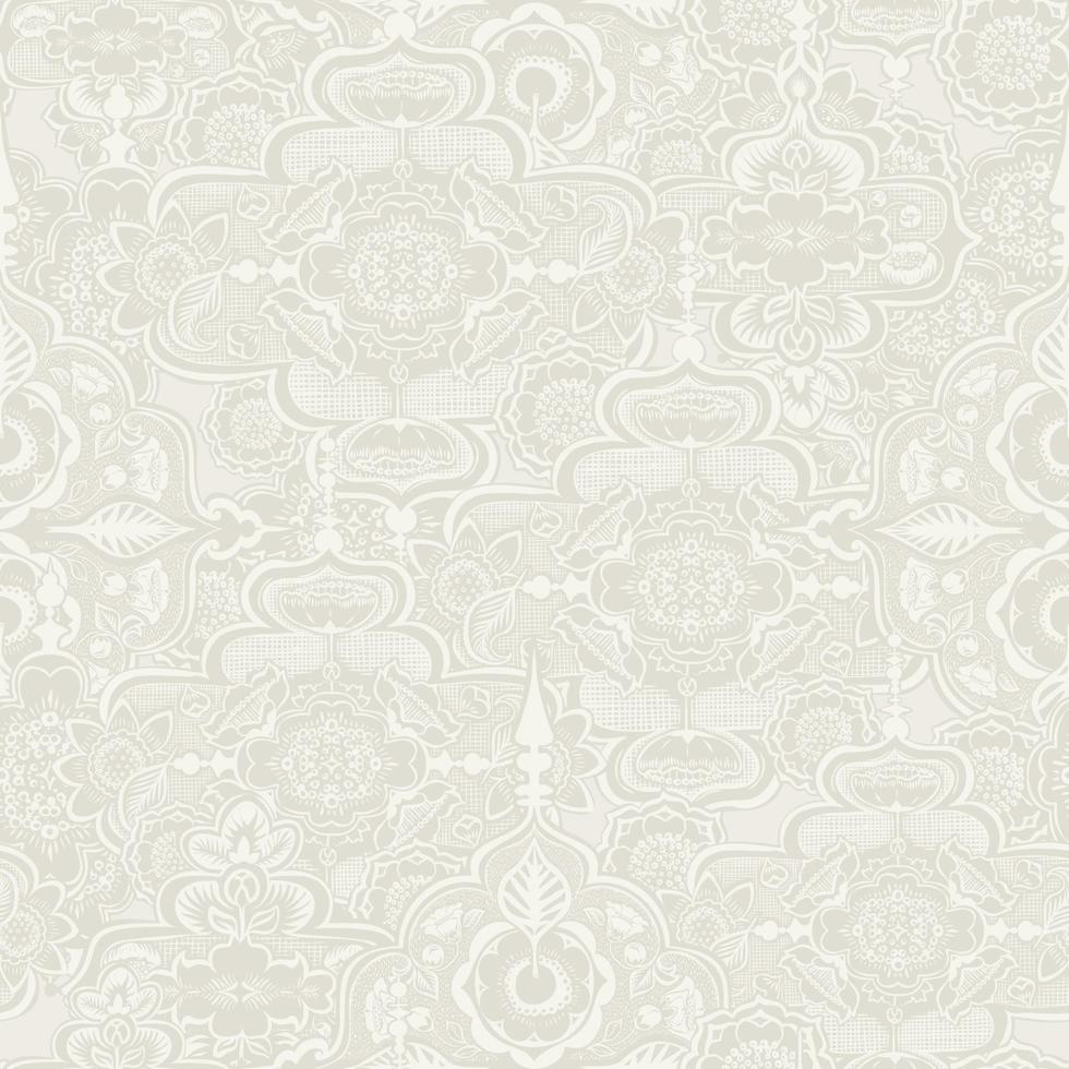 SEAMLESS VECTOR BACKGROUND PATTERN wedding bridal decorative ornate classic victorian floral motif in soft light subtle natural oatmeal beige grey