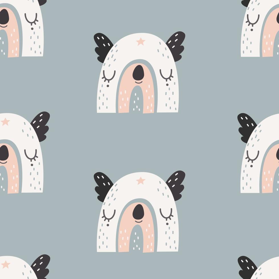 Seamless rainbow pattern with koala face. Vector illustration