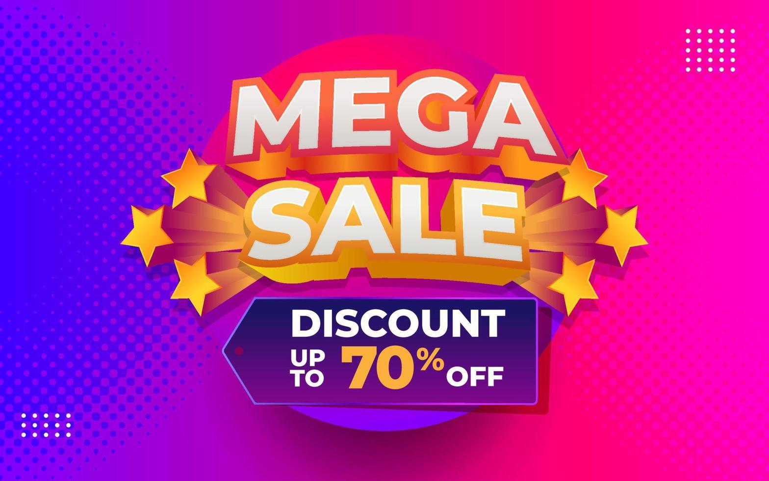 Mega sale banner template. Online shop discount promotion vector