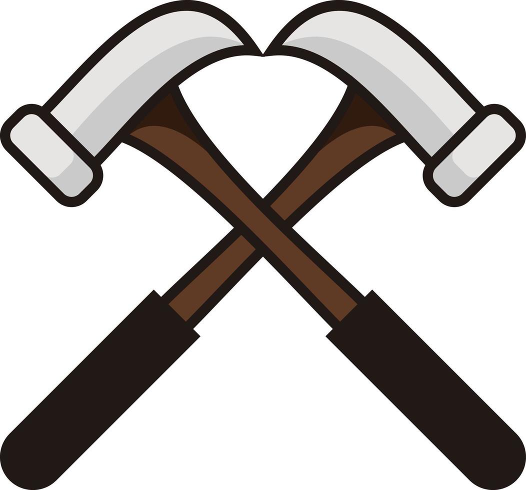 vector illustration of two hammers crossing cartoon