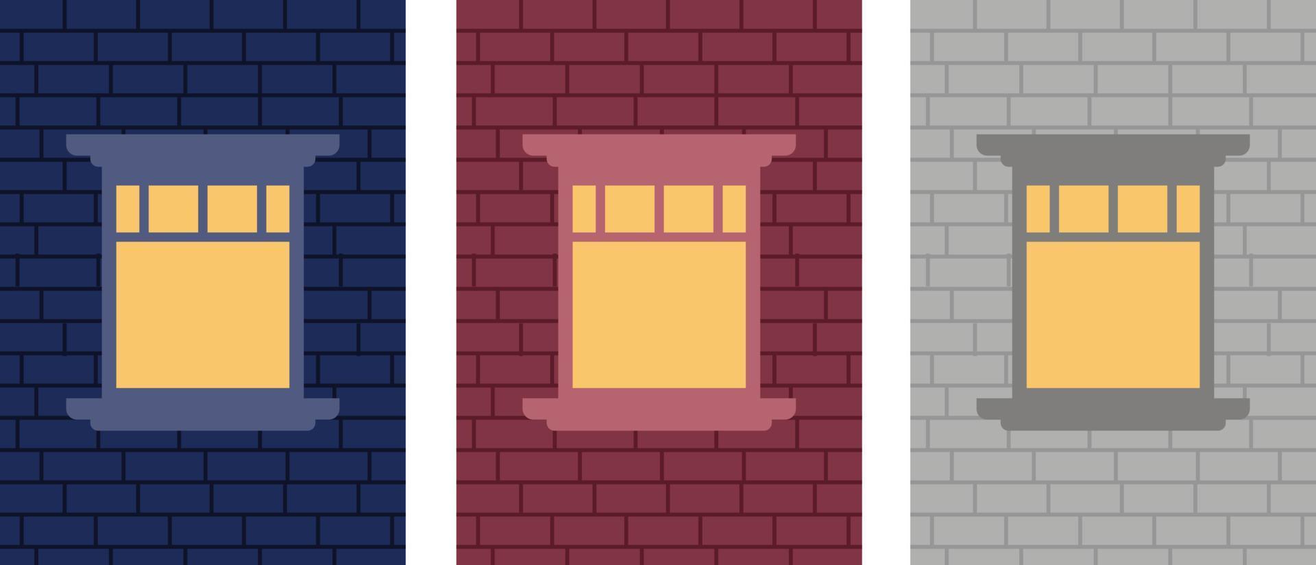 vector illustration of a window with a stone wall