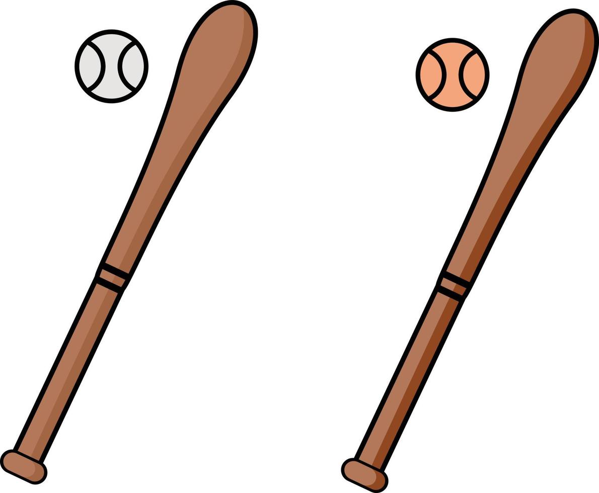 ilustración vectorial del bate de béisbol y el icono de dibujos animados deportivos de béisbol vector