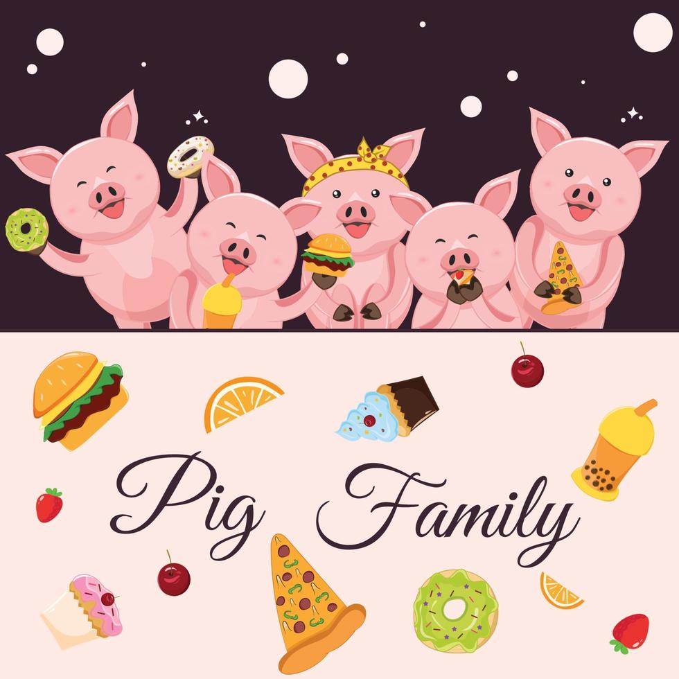 cute pig animal cartoon background vector