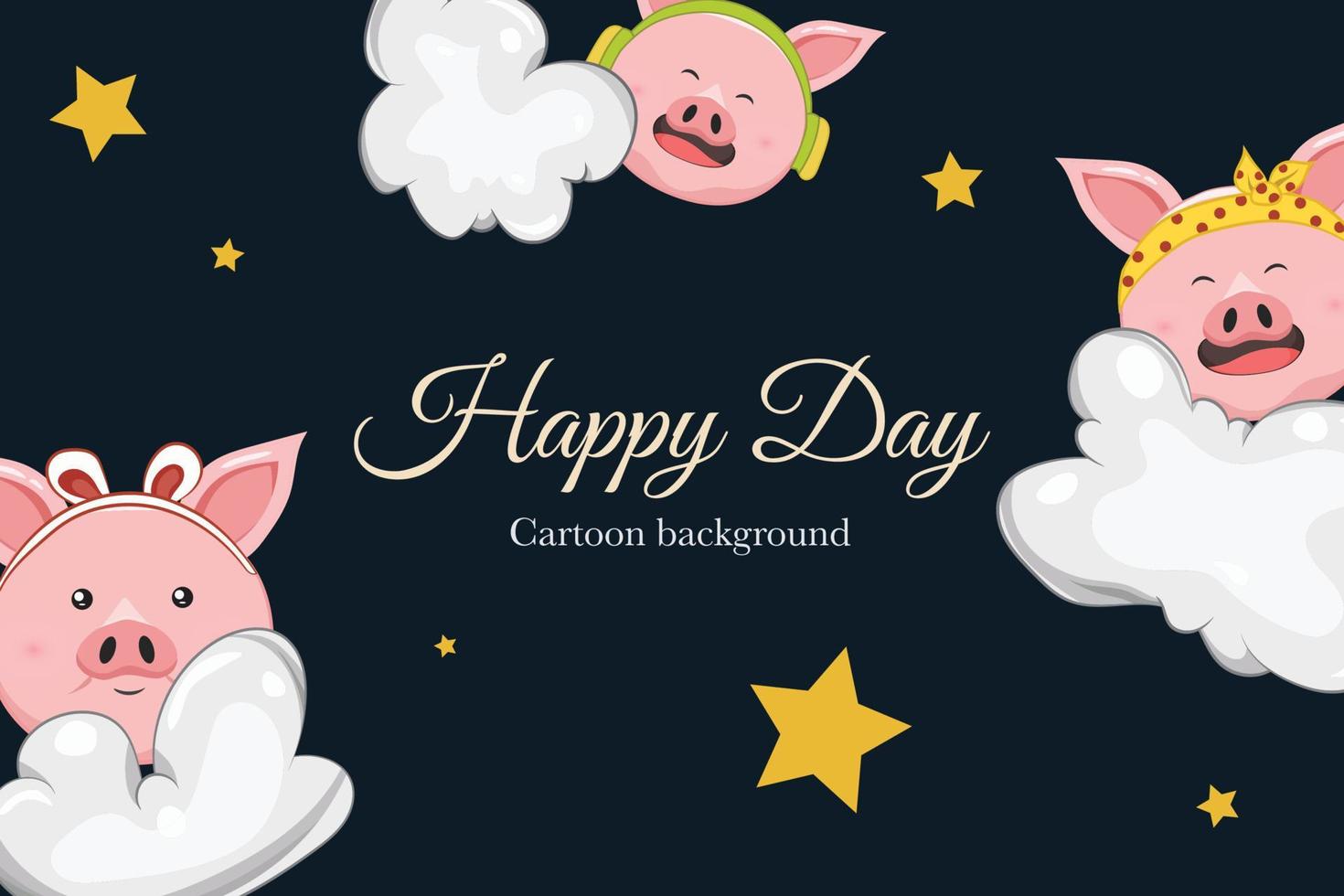 lindo fondo de dibujos animados de animales de cerdo vector