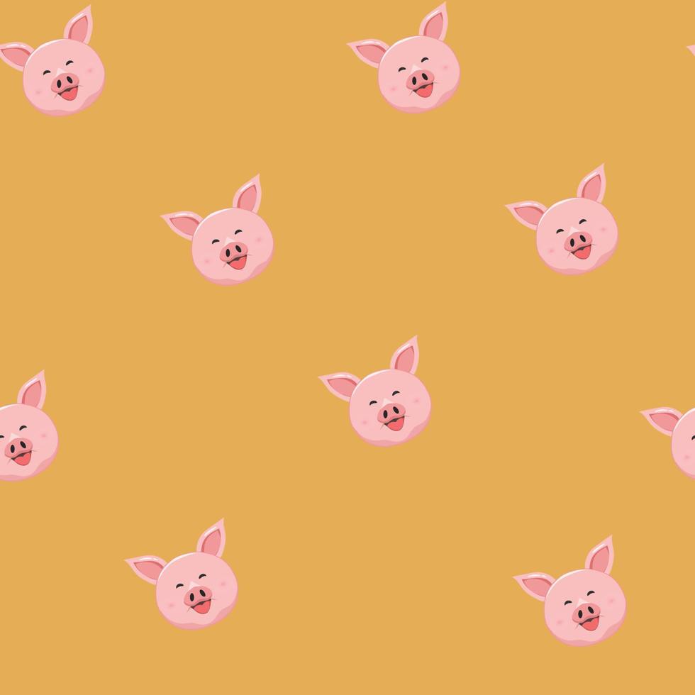 Cute pig animal cartoon seamless pattern vector