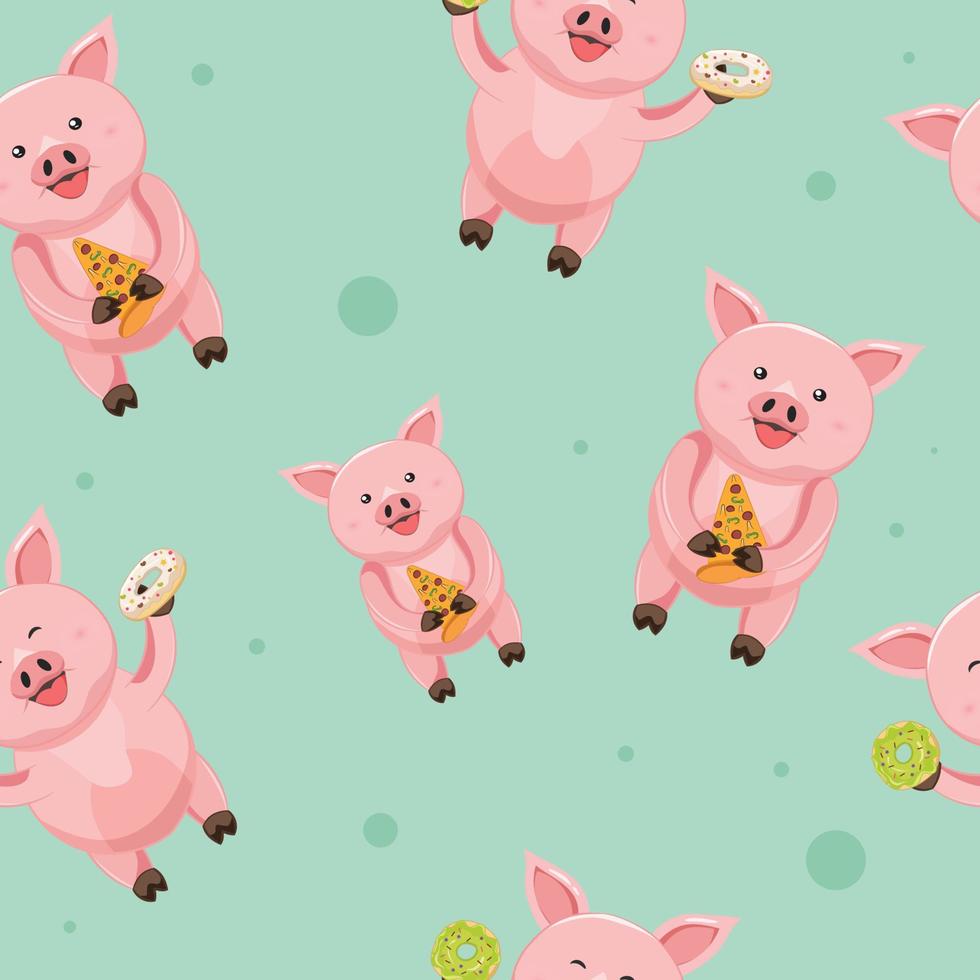 Cute pig animal cartoon seamless pattern vector