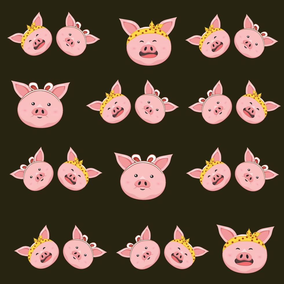 lindo, cerdo, animal, caricatura, seamless, patrón vector