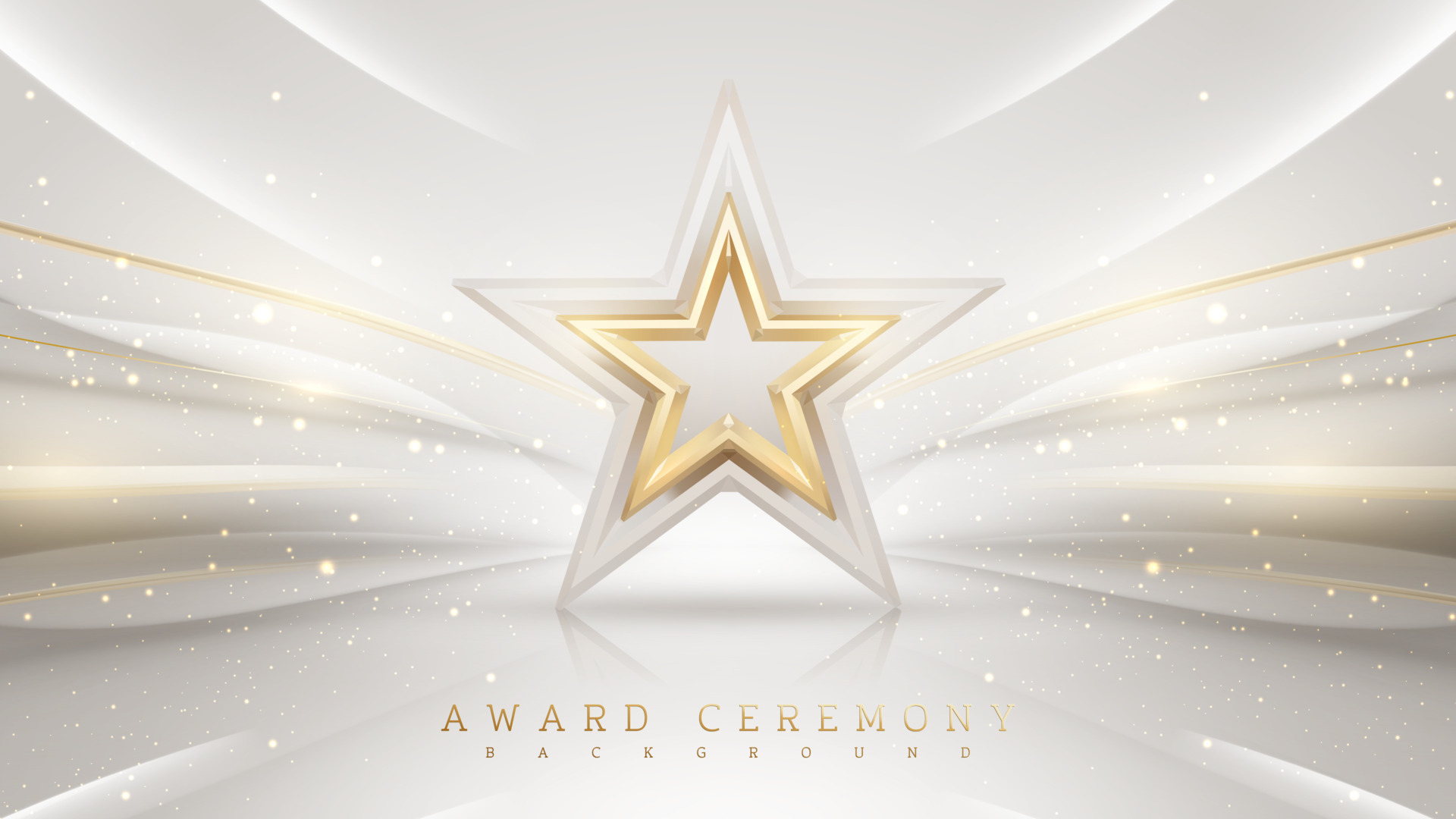 Award ceremony background with 3d gold star element and glitter light
