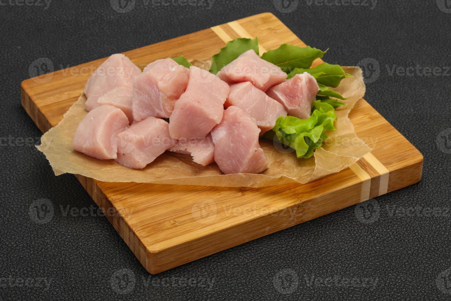 Raw fresh pork meat cube photo