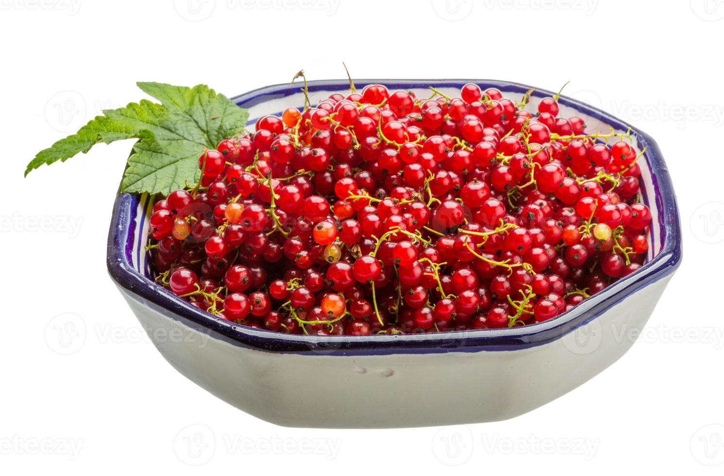 Red currant in a bowl on white background photo