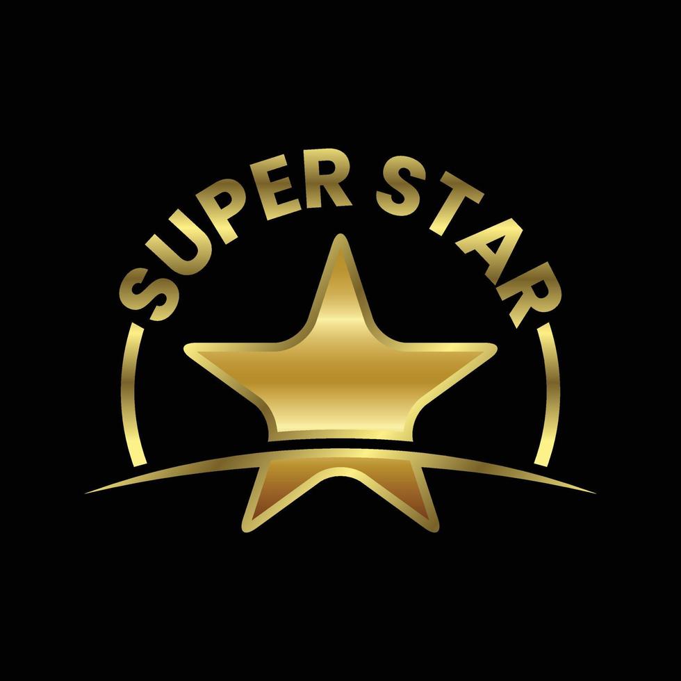 Golden Super Star Text Logo Sign Symbol. Vector illustration graphic element on the dark background