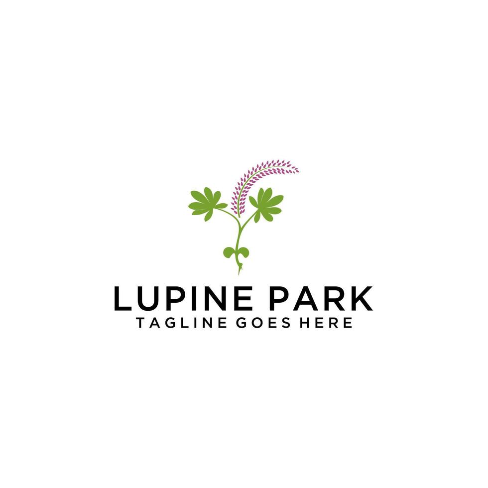 Lupine leaf and flower logo design vector