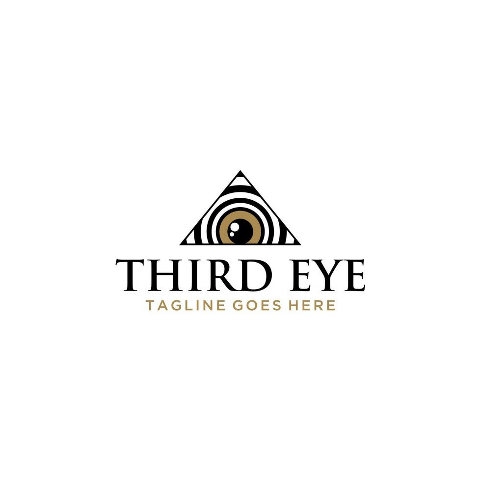 All seeing eye in delta triangle. Pyramid and freemasonry logo design vector