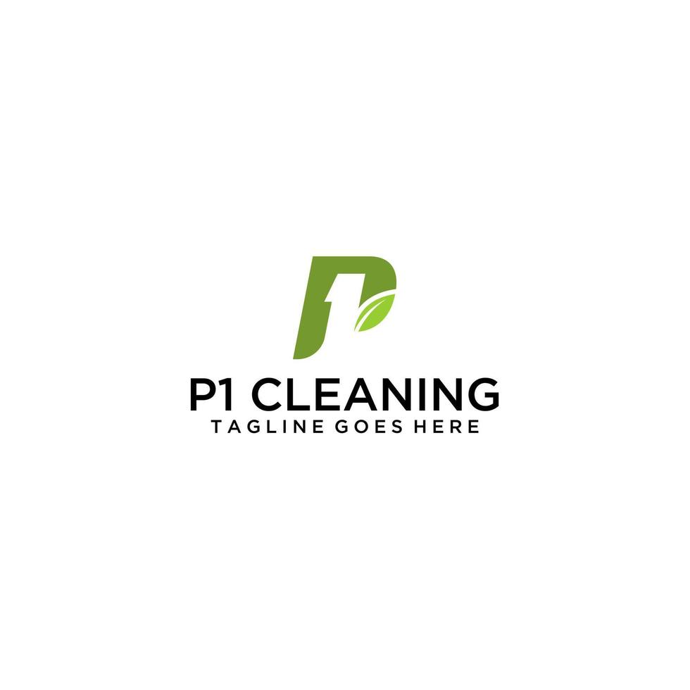 P1 nature initial logo design vector