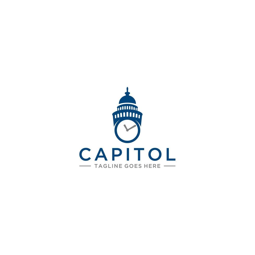 Capitol and time logo design inspiration vector
