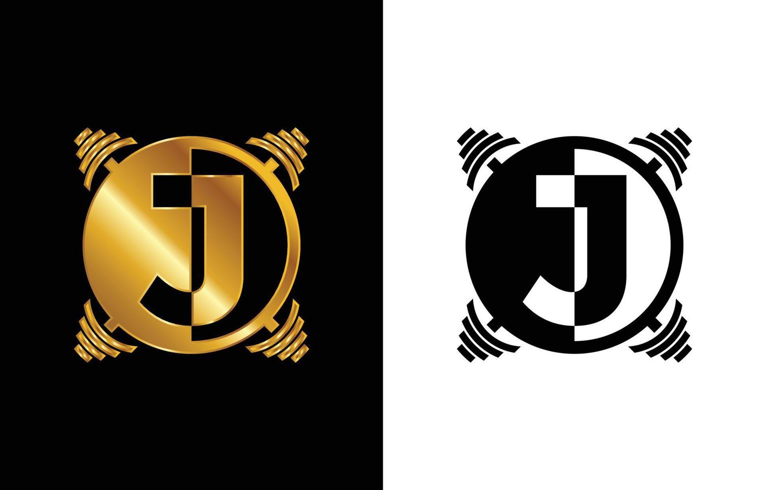alfabeto inicial del monograma j con una barra. diseño de logotipo vectorial de elevación. logotipo vectorial moderno para culturismo, gimnasio, club de fitness, negocios e identidad de empresa vector