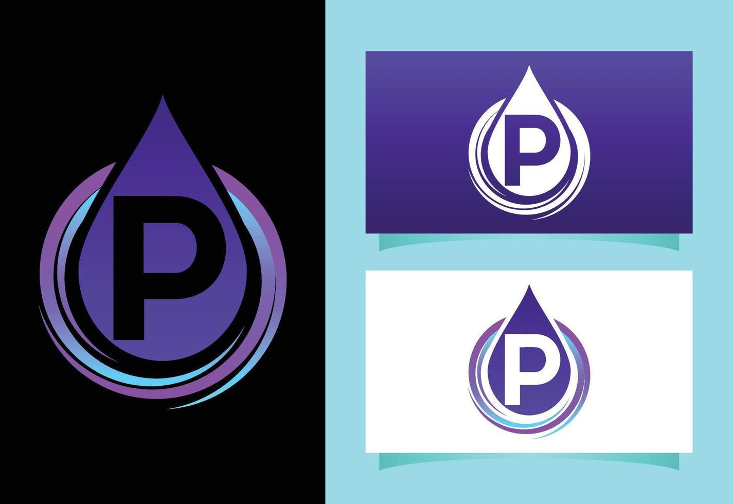 Initial P monogram alphabet with water drop in a spiral. Waterdrop logo design vector template. Font emblem. Modern vector logo for business and company identity