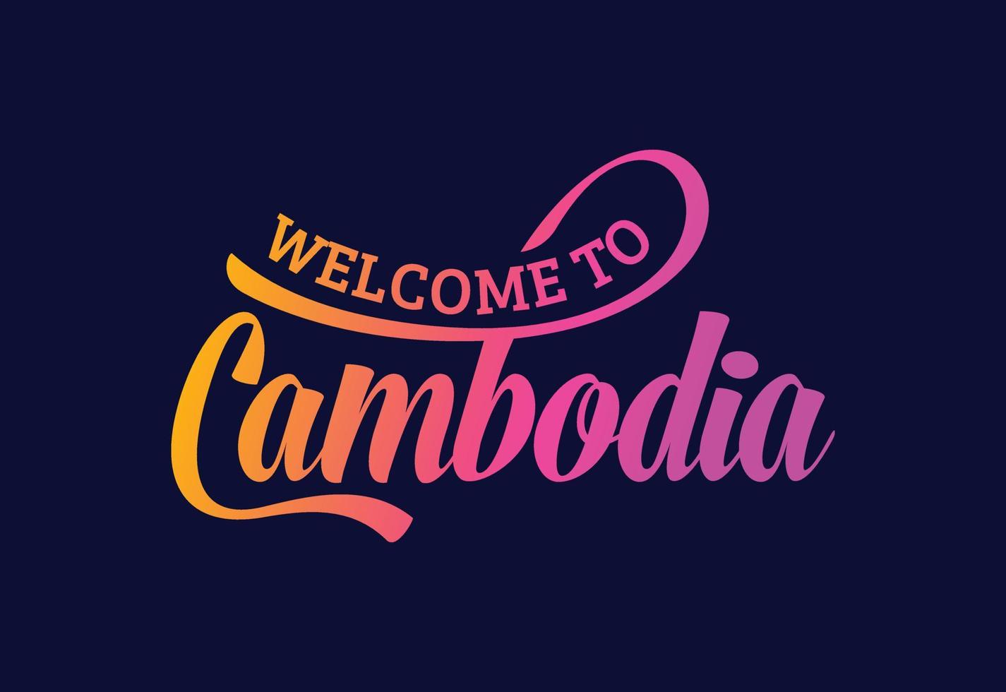 bienvenido a la ilustración de diseño de fuente creativa de texto de palabra de camboya. cartel de bienvenida vector