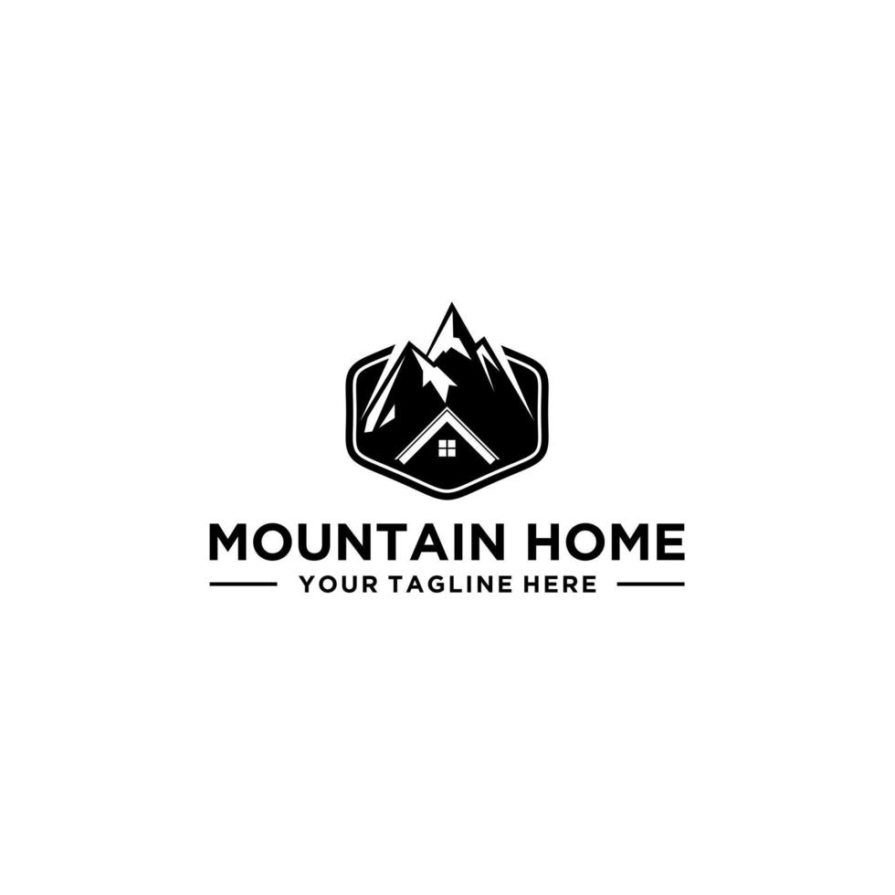 diseño de logotipo de casa de montaña vector